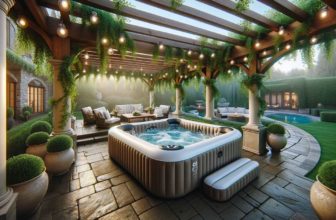 Spa gonflable sous une pergola