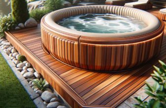 Spa gonflable avec un habillage en bois